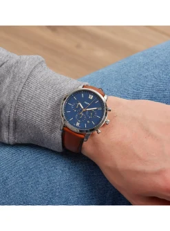 Montre Fossil Neutra chronographe cuir marron