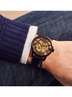 Montre Fossil Townsman automatique cuir marron