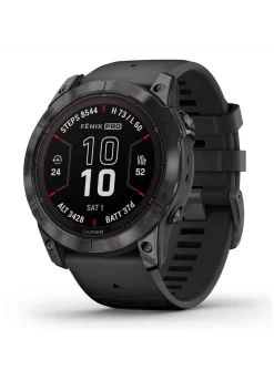 Montre Garmin Fenix 7 Pro Sapphire Solar Edition_x005f_x000D_Titane avec revêtement en Carbon Gray DLC et bracelet noir