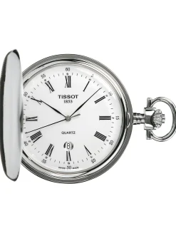 Montre gousset Tissot acier blanc cadran blanc
