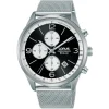 Montre Lorus maille milanaise cadran noir chrono