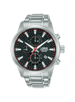 Montre Lorus Sport chrono acier cadran noir/rouge