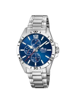 Montre Lotus acier cadran bleu dateur