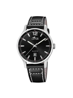 Montre lotus classique cuir noir