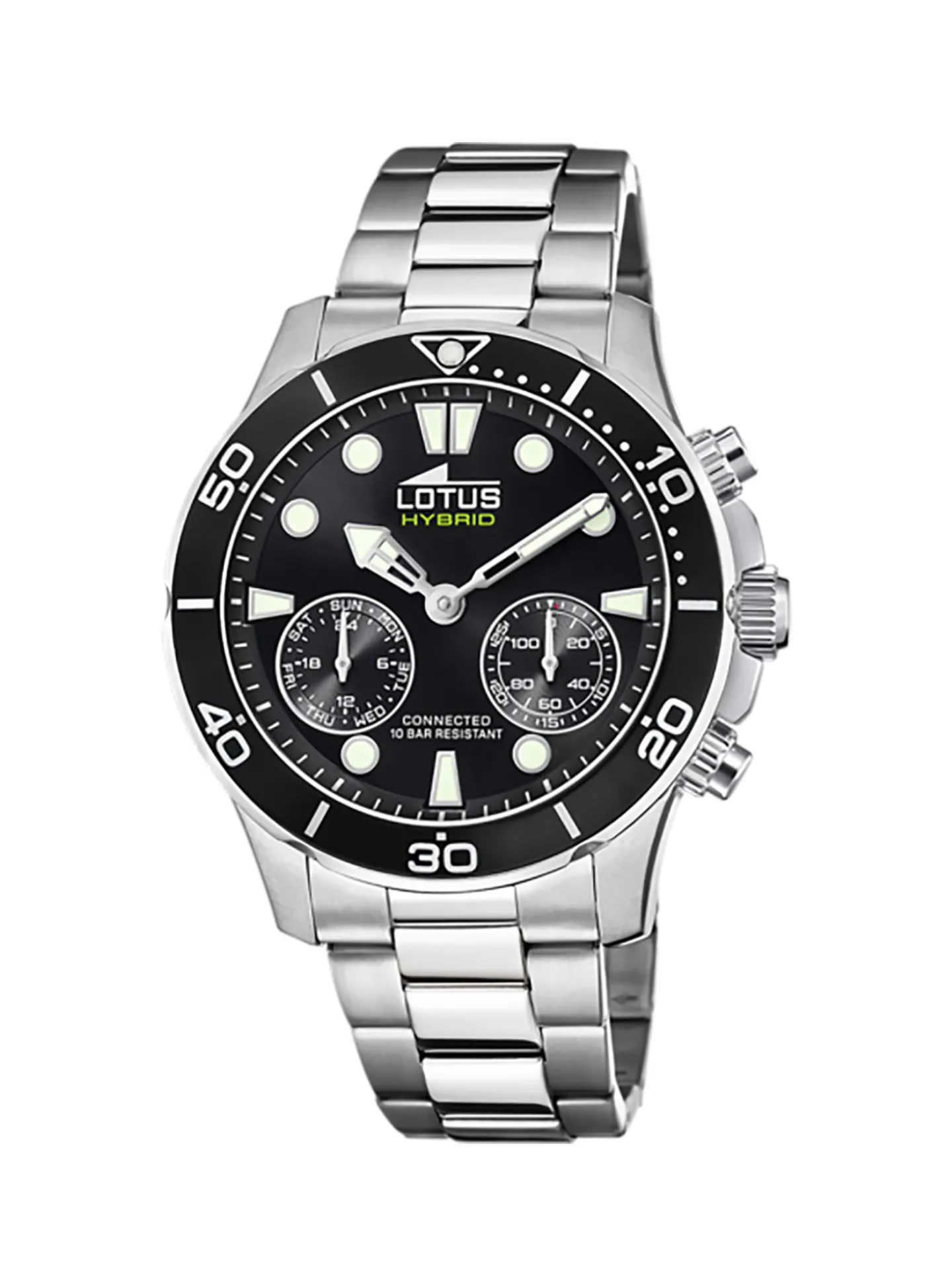 Montre Lotus connectée acier cadran noir