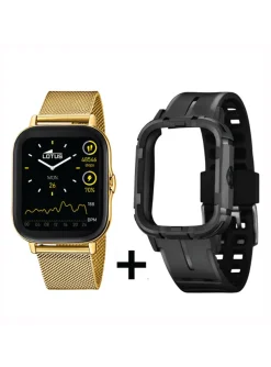 Montre Lotus connetcée acier milanais doré_x005f_x000D_caoutchouc