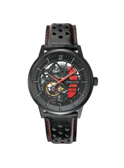 Montre Pierre Lannier automatique Paddock cuir noir