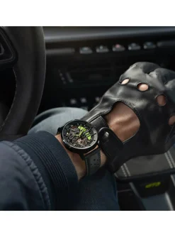 Montre Pierre Lannier automatique Paddock cuir noir