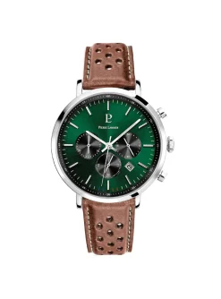 Montre Pierre Lannier BARON_x005f_x000D_Cadran Vert Bracelet Cuir Brun
