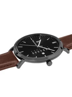Montre Pierre Lannier cadran noir cuir brun_x005f_x000D_collection Data