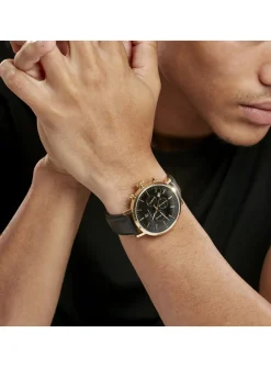 Montre Pierre Lannier chrono Baron cuir noir