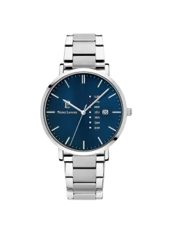 Montre Pierre Lannier Data acier cadran bleu
