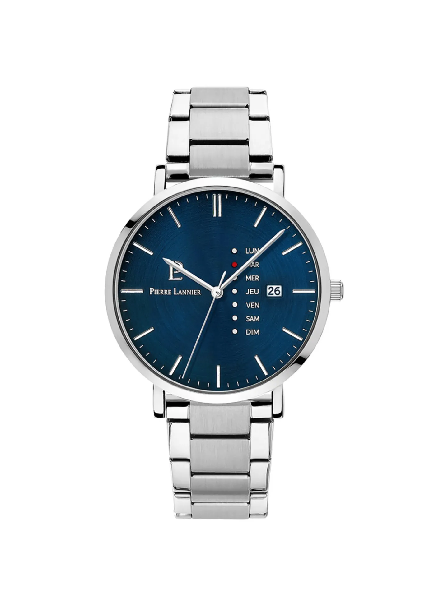 Montre Pierre Lannier Data acier cadran bleu