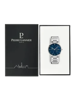 Montre Pierre Lannier Data acier cadran bleu