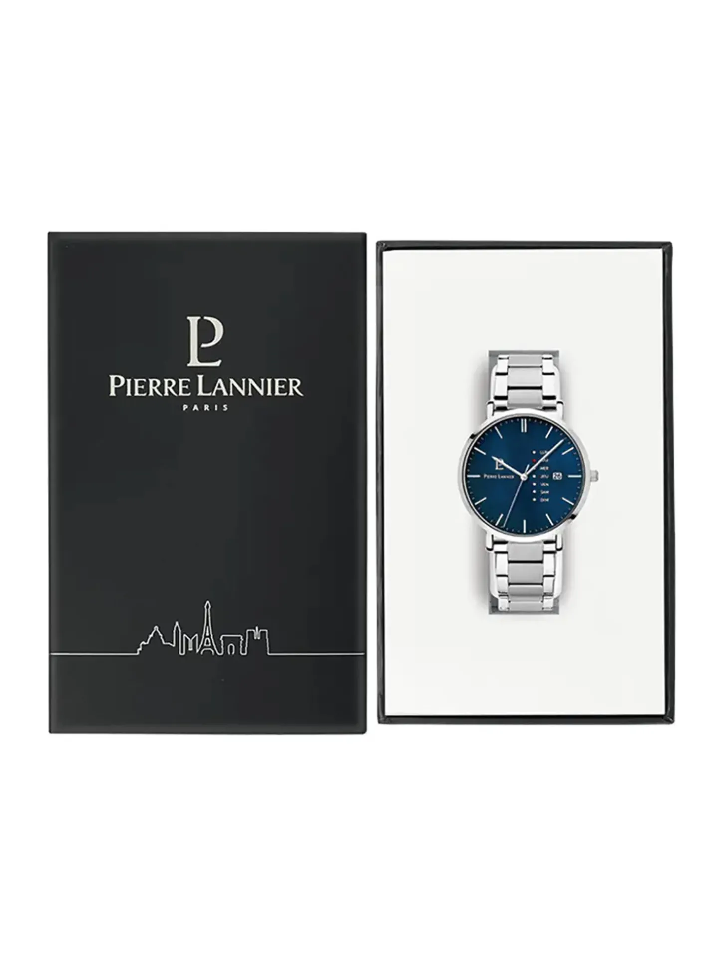 Montre Pierre Lannier Data acier cadran bleu
