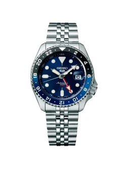 Montre Seiko 5 sports automatique GMT acier_x005f_x000D_cadran bleu
