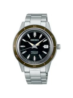Montre Seiko automatique acier cadran noir_x005f_x000D_collection Présage