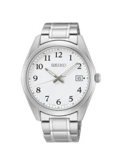 Montre Seiko classique acier cadran blanc date