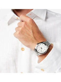 Montre Seiko classique acier cadran blanc date
