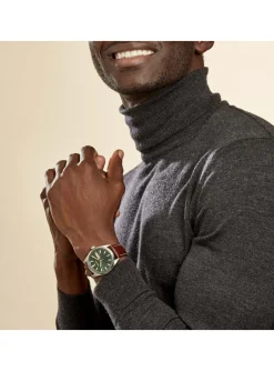 Montre Seiko classique cadran vert cuir marron