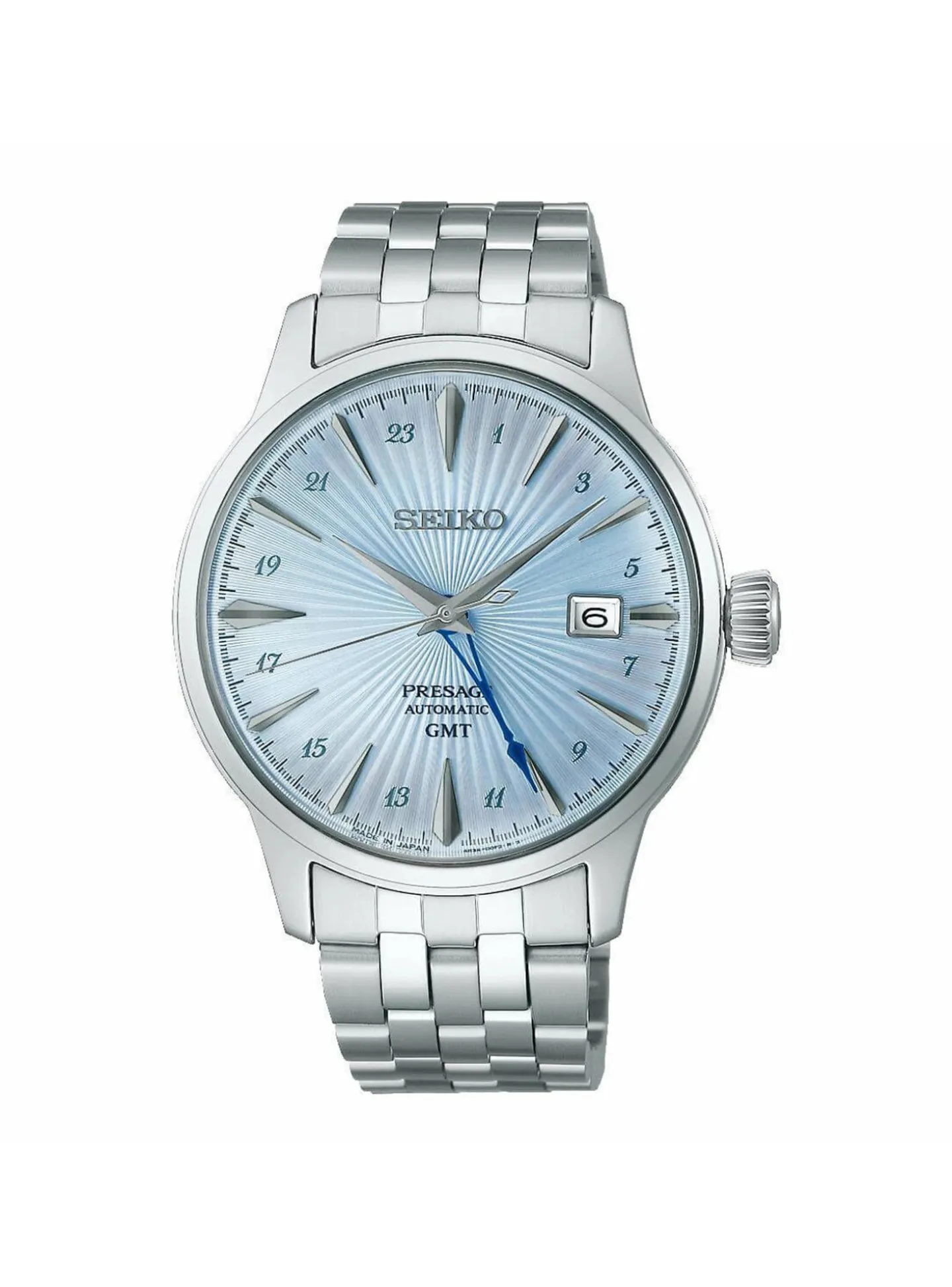 Montre Seiko Presage automatic cocktail GMT_x005f_x000D_fond bleu clair