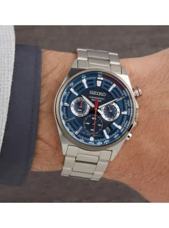 Montre Seiko sport chron acier cadran bleu