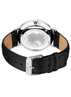 Montre solaire Bering cadran noir cuir noir_x005f_x000D_collection Slim Solar