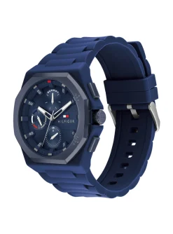 Montre Tommy Hilfiger chrono en silicone bleu marine
