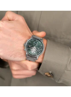 Montre Tommy Hilfiger Stewart_x005f_x000D_acier milanais fond vert