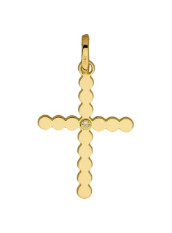 Pendentif Braillaxis croix perlée or diamant