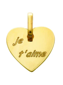 Pendentif Brillaxis coeur je t'aime or 9 carats