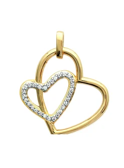 Pendentif Brillaxis coeurs entrelacés plaqué or