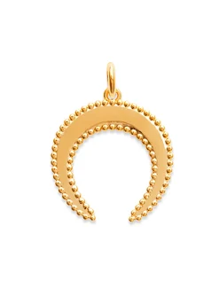 Pendentif Brillaxis corne lune perlée plaqué or