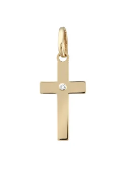 Pendentif Brillaxis Croix et diamant_x005f_x000D_or jaune 18k