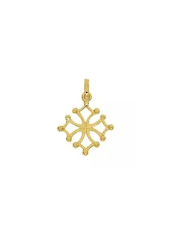 Pendentif Brillaxis croix Occitane or jaune 375/1000