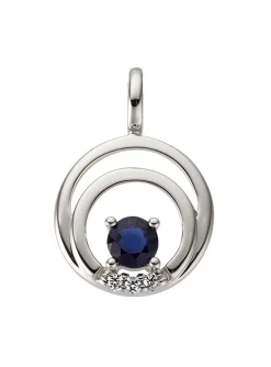 Pendentif Brillaxis double cercle saphir diamants