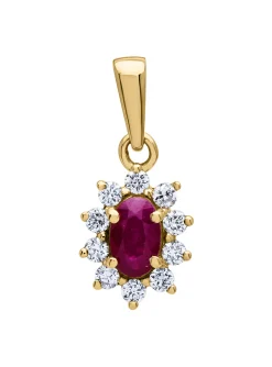 Pendentif Brillaxis marguerite or rubis diamants
