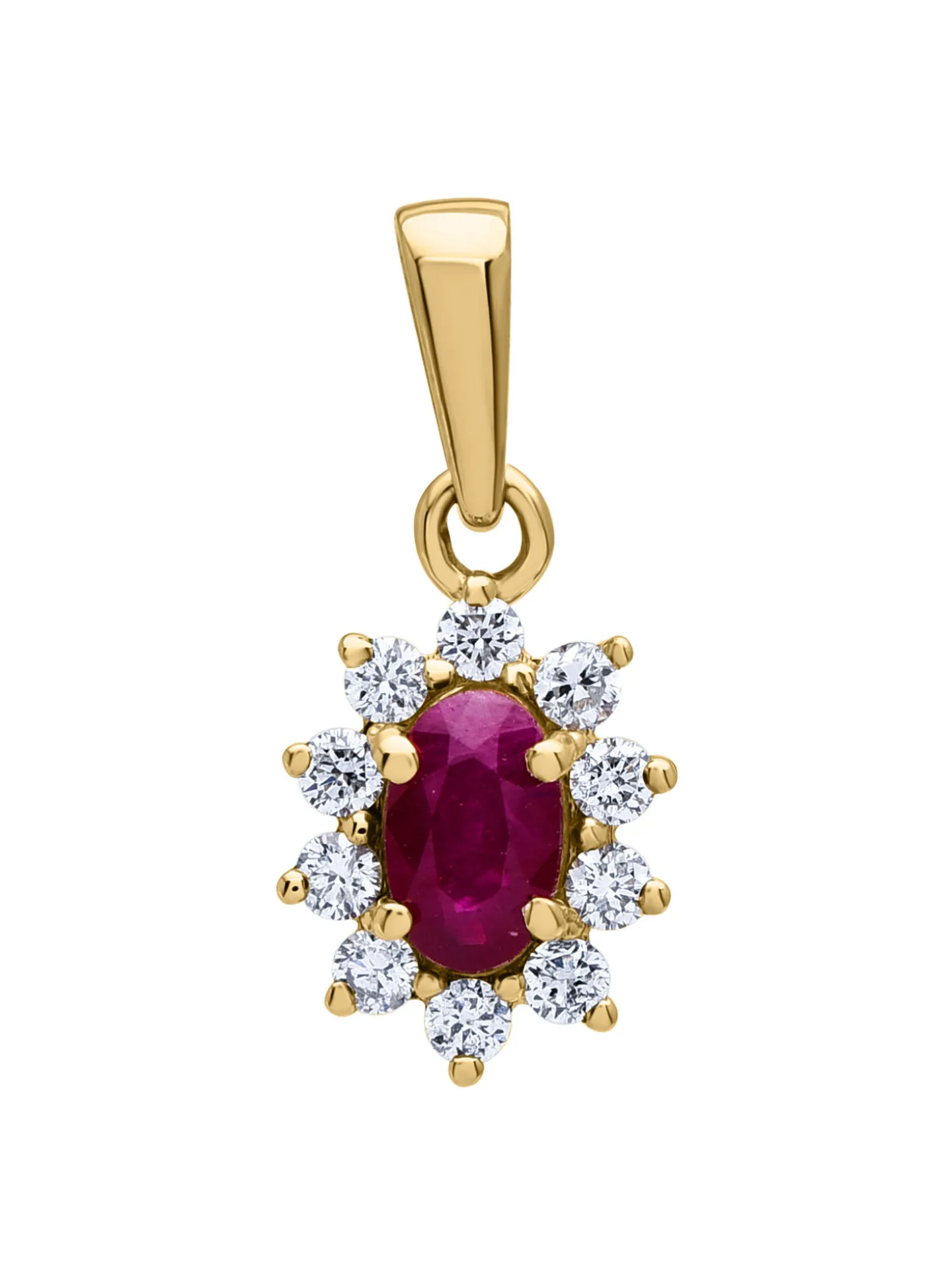Pendentif Brillaxis marguerite or rubis diamants