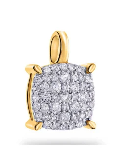 Pendentif Brillaxis or 18 carats carré pavé diamants