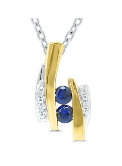 Pendentif Brillaxis or bicolore 2 saphirs ronds_x005f_x000D_diamants