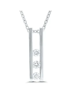 Pendentif Brillaxis or blanc trilogie diamant