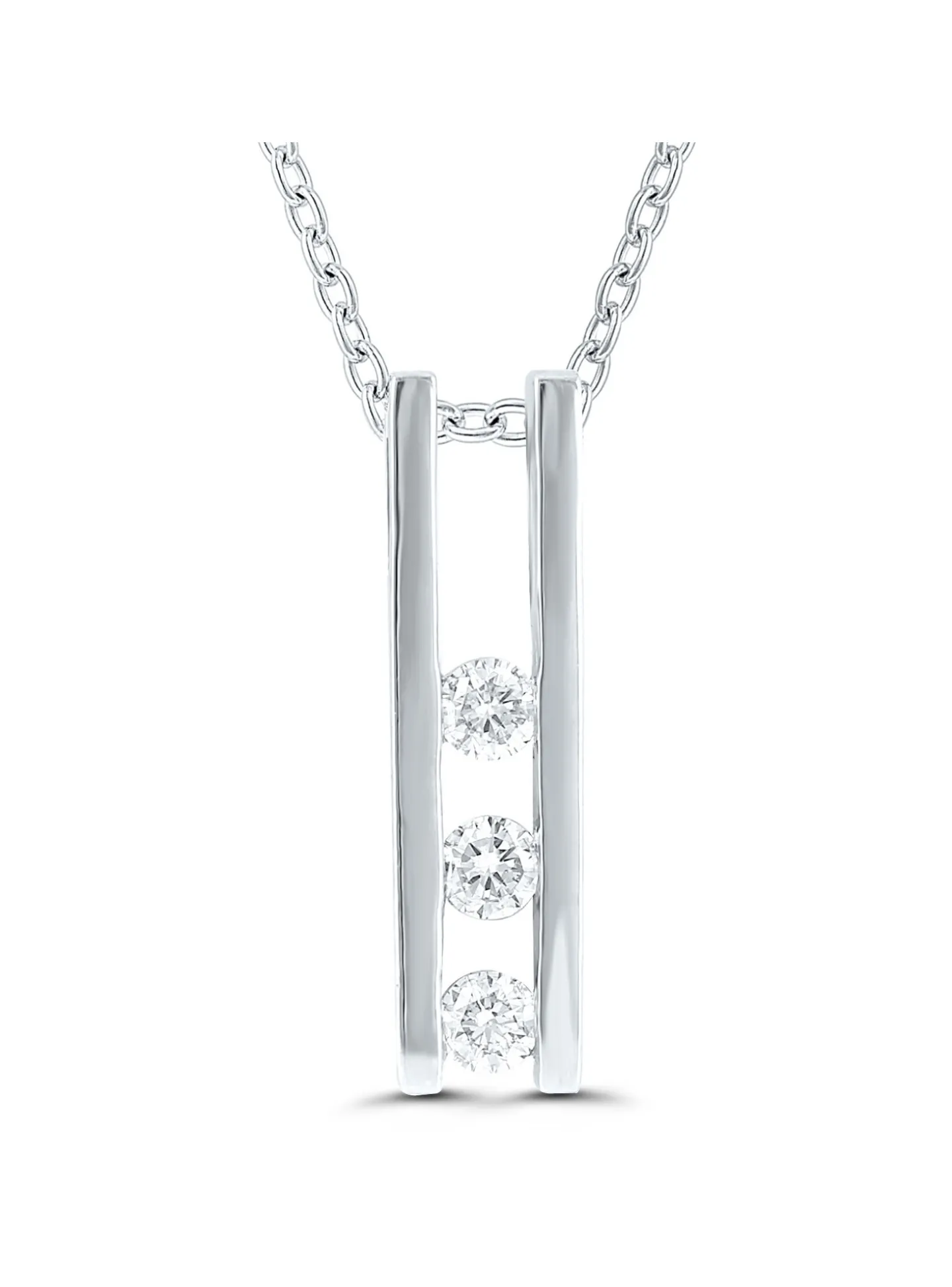 Pendentif Brillaxis or blanc trilogie diamant