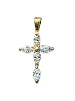 Pendentif Brillaxis plaqué or croix empierrée