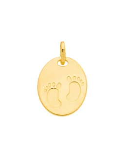 Pendentif Brillaxis plaque ovale avec empreintes_x005f_x000D_petits pieds
