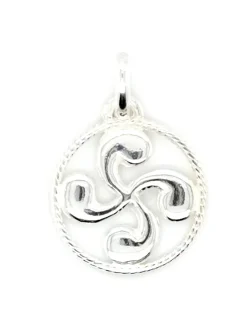 Pendentif croix basque cerclée argent 17mm