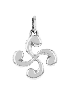 Pendentif Croix basque Lauburu argent_x005f_x000D_diamètre 22mm