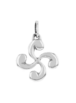 Pendentif croix basque lauburu en argent massif_x005f_x000D_diamètre 20mm