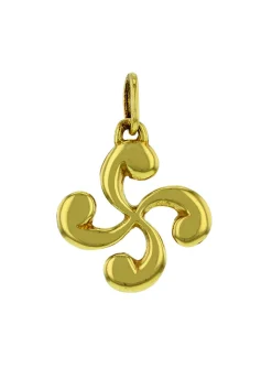 Pendentif croix basque or jaune 9 carats 20mm