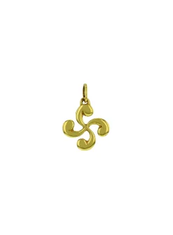 Pendentif croix basque or jaune 9 carats 8mm