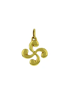 Pendentif croix basque or jaune_x005f_x000D_diamètre 13mm